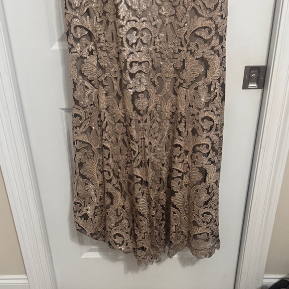 Tadashi Shoji Gold Lace Wedding Dress - Picture 9 of 16